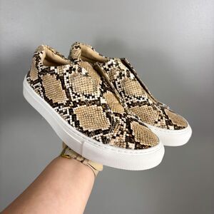 NWT Evereve J Slides Noel Sneakers 7.5 Slip On Leather Snakeskin‎ Casual Western